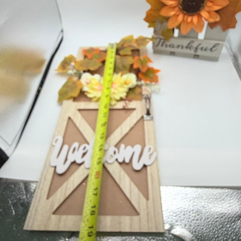 Unbranded Fall Home Decor Lot 2 Piece Tan White Excellent Rustic Autumn Signs - Picture 5 of 10